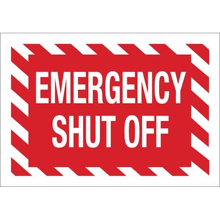 Brady Emergency Shut off, 7 in x 10 in, Rectangle, Fiberglass, 122870 122870