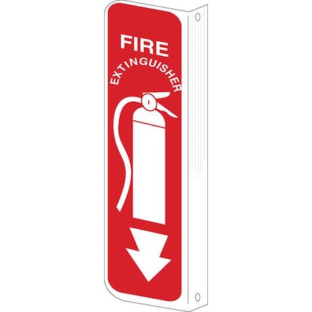 Brady Fire Extinguisher Sign, 12 in Height, 4 in Width, Plastic, Rectangle, English 50691