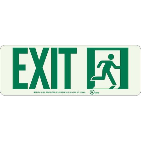Brady Exit Sign, Polyester, 14" W, 5" H, Exit, White 81918