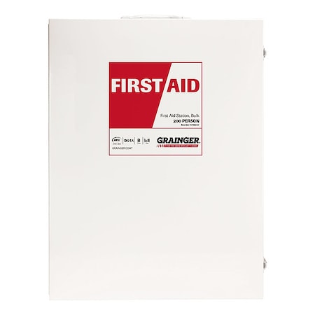 Zoro Select First Aid Kit and Housing, Metal 1,890 Components, 200 People Served 54768-021
