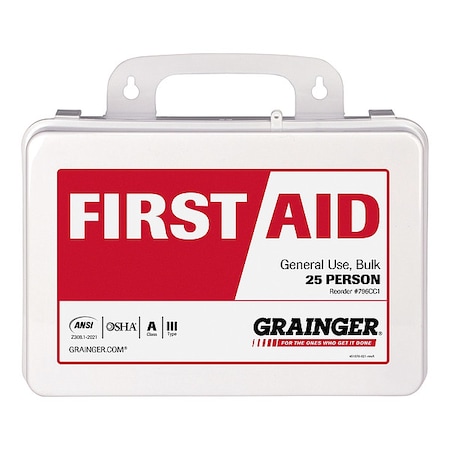 Zoro Select First Aid Kit and Housing, Plastic 142 Components, 25 People Served 54776-021