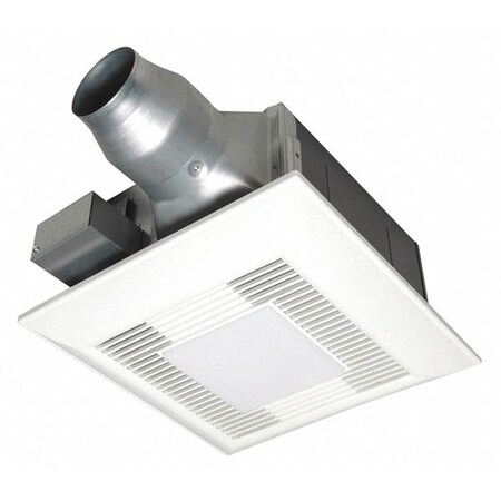 Panasonic Bathroom Fan, 80/110 cfm cfm, 4 in or 3 in Duct Dia., 120V AC, With Light FV-08-11VFL5E