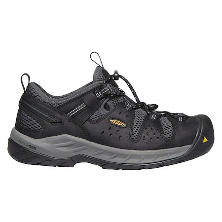 Keen Men's Hiker Shoe, 8 1/2 Leather, Mesh Upper, Steel Toe, 3 in H, Black/Dark Shadow, 1023216 1023216