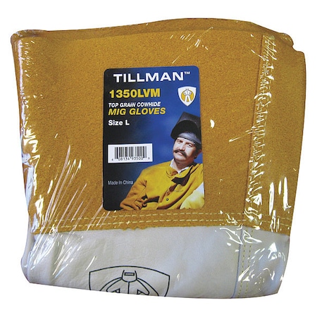 Tillman Welding Gloves, 4 in Safety Cuff, Straight Thumb, A Cowhide, L, 1 PR 1350LVM