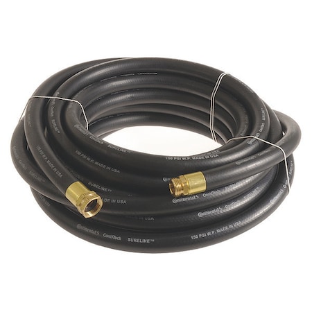 CONTINENTAL Garden Hose, 1" ID x 50 ft., Black CWH100-50MF-G