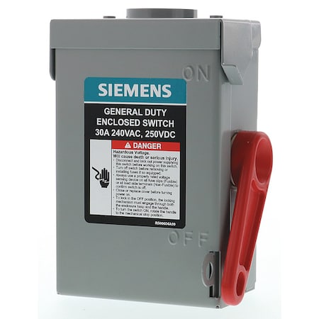 Siemens Fusible, Safety Switch, General Duty, 240 V, 3PST, NEMA 3R GNF321RA