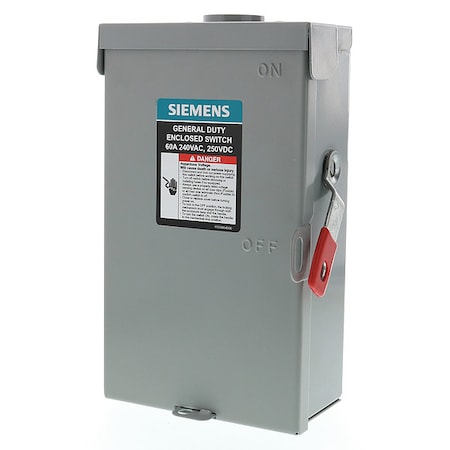 Siemens Fusible, Safety Switch, General Duty, 240 V, 2PST, NEMA 3R GF222NRA