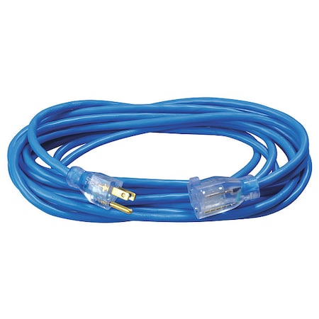 Southwire SJTW Extension Cord, 16 AWG, Outdoor, 16/3, 1 Outlets, 5-15R, Blue, PVC, 5-15P, 25 ft 2367SW8806