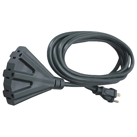 Southwire SJTOW Extension Cord, 14 AWG, Outdoor, 14/3, 3 Outlets, 5-15R, Black, PVC, 5-15P, 25 ft 2451