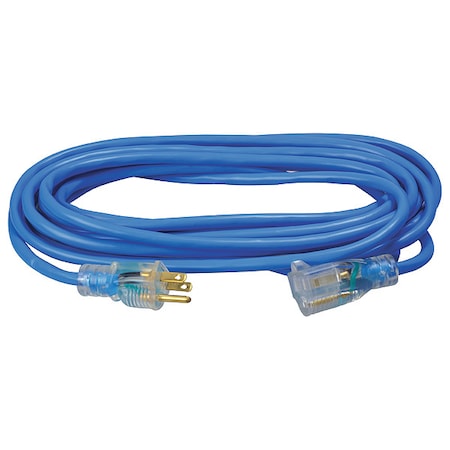 Southwire SJTW Extension Cord, 14 AWG, Outdoor, 14/3, 1 Outlets, 5-15R, Blue, PVC, 5-15P, 25 ft 2467SW8806