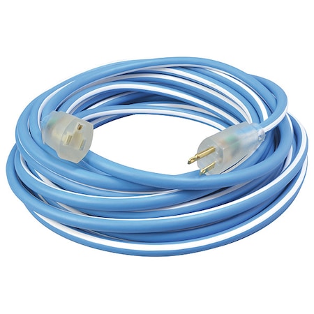 Southwire SJEOW Extension Cord, 12 AWG, Outdoor, 12/3, 1 Outlets, 5-15R, Blue/White, TPE, 5-15P, 100 ft 1639SW0061