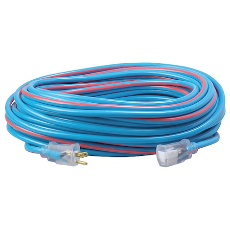 Southwire SJTW Extension Cord, 12 AWG, Outdoor, 12/3, 1 Outlets, 5-15R, Blue/Red, PVC, 5-15P, 100 ft 2549SW0064