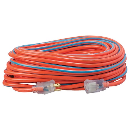 Southwire SJTW Extension Cord, 12 AWG, Outdoor, 12/3, 1 Outlets, 5-15R, Blue/Orange, PVC, 5-15P, 100 ft 2549SW003V