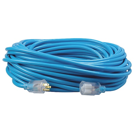 Southwire SJTW Extension Cord, 12 AWG, Outdoor, 12/3, 1 Outlets, 5-15R, Blue, PVC, 5-15P, 100 ft 2579SW000H