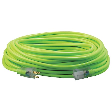 Southwire SJTW Extension Cord, 12 AWG, Outdoor, 12/3, 1 Outlets, 5-15R, Green, PVC, 5-15P, 100 ft 2579SW000X