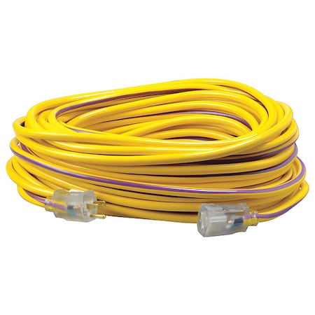 Southwire SJTW Extension Cord, 12 AWG, Outdoor, 12/3, 1 Outlets, 5-15R, Purple/Yellow, PVC, 5-15P, 100 ft 2549SW0022