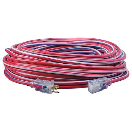 Southwire SJTW Extension Cord, 12 AWG, Outdoor, 12/3, 1 Outlets, 5-15R, Blue/Red/White, PVC, 5-15P, 100 ft 2549SWUSA1