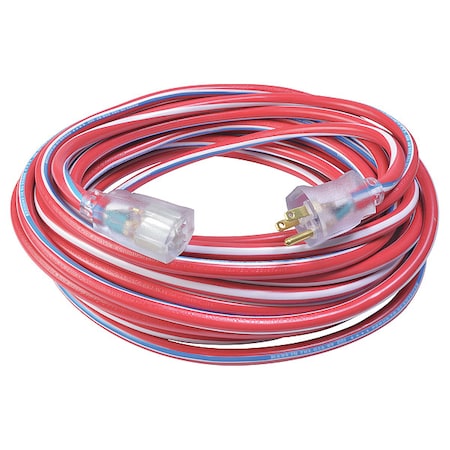 Southwire SJTW Extension Cord, 12 AWG, Indoor/Outdoor, 12/3, 1 Outlets, 5-15R, Blue/Red/White, PVC, 5-15P 2547SWUSA1
