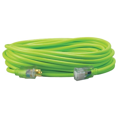 Southwire SJTW Extension Cord, 12 AWG, Outdoor, 12/3, 1 Outlets, 5-15R, Green, PVC, 5-15P, 50 ft 2578SW000X