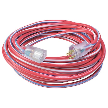 Southwire SJTW Extension Cord, 12 AWG, Indoor/Outdoor, 12/3, 1 Outlets, 5-15R, Blue/Red/White, PVC, 5-15P 2548SWUSA1
