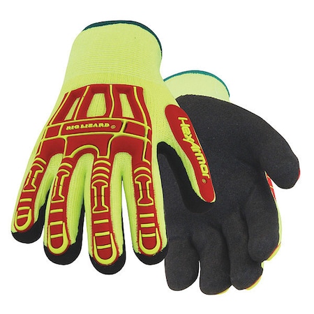 Hexarmor Hi-Vis Cold Protection Gloves, Nitrile Palm, Fleece Lining, Hi-Visibility Yellow/Red/Black, L ( 9 ) 2091-L (9)