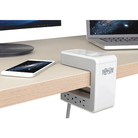 Tripp Lite Outlet Strip, Surge, USB, 6 5-15R, 5-15P, 8 ft., Gray TLP648USBC