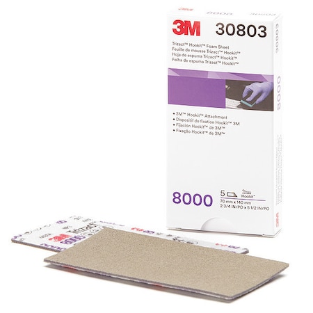 3M Abrasive Sheet, Foam, 70mm x 140mm Sz, PK5 30803