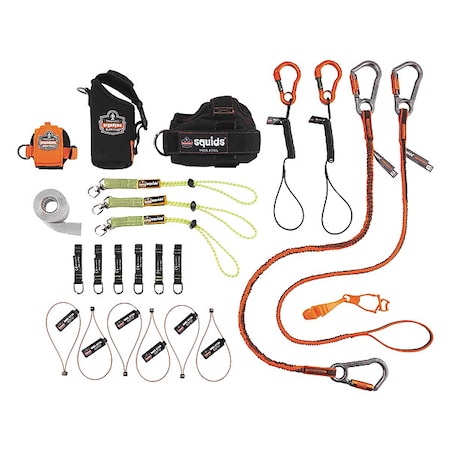 Ergodyne Tool Tethering Kit, Black/Green/Orange, Length: 48 in 3185