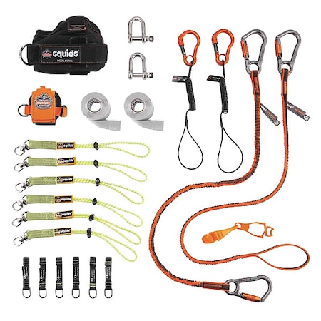 Ergodyne Tool Tethering Kit, Black/Green/Orange 3186