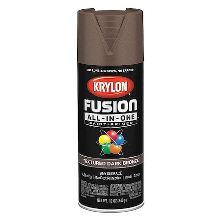 Krylon Textured Spray Paint, Dark Bronze, Textured, Solvent, 12 oz K02778007