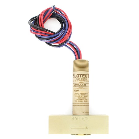 Dwyer Instruments Liquid Flow Switch, DPDT, 125/250VAC V6EPB-B-D-LF