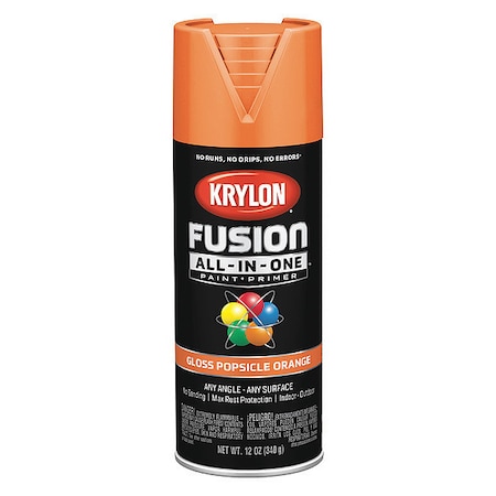 Krylon Rust Preventative Spray Paint, Popsicle Orange, Gloss, Solvent, 12 oz K02718007