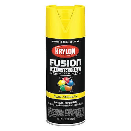 Krylon Rust Preventative Spray Paint, Sunbeam Yellow, Gloss, Solvent, 12 oz K02725007