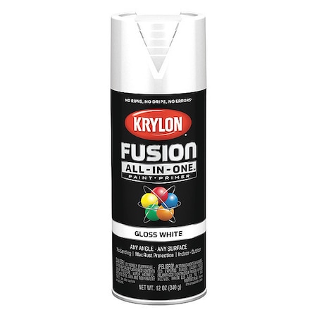 Krylon Rust Preventative Spray Paint, White, Gloss, Solvent, 12 oz K02727007