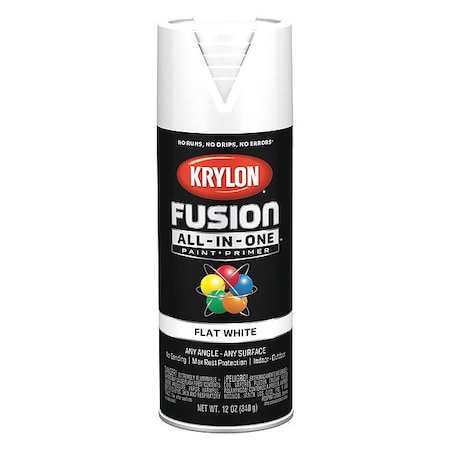 Krylon Rust Preventative Spray Paint, White, Flat, Solvent, 12 oz K02730007