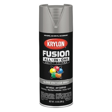 Krylon Rust Preventative Spray Paint, Vintage Gray, Gloss, Solvent, 12 oz K02726007
