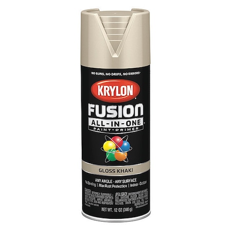 Krylon Rust Preventative Spray Paint, Khaki, Gloss, Solvent, 12 oz K02713007
