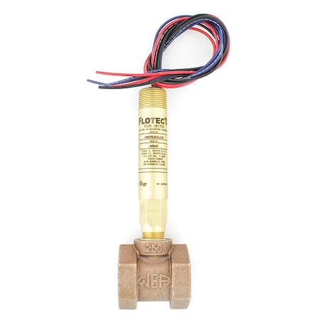 Dwyer Instruments Mini-size flow switch, brass upper and lower body, 1" NPT, brass tee. V6EPB-B-D-3-B