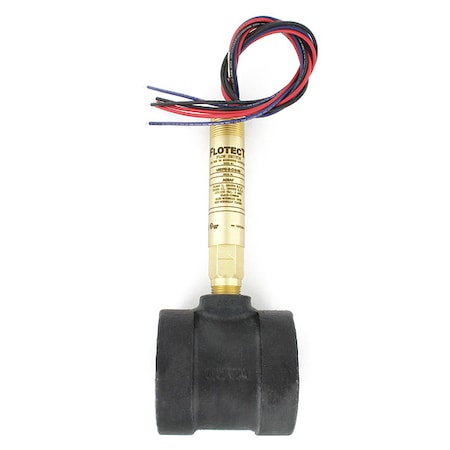 Dwyer Instruments Mini-size flow switch, brass upper and lower body, 2" NPT, iron tee. V6EPB-B-D-6-MI