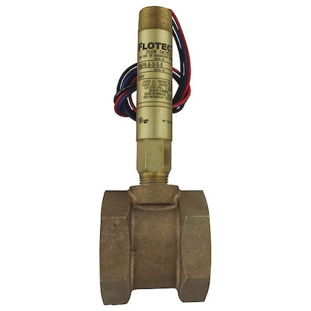 Dwyer Instruments Mini-size flow switch, brass upper and lower body, 1-1/2" NPT, brass tee. V6EPB-B-S-5-B