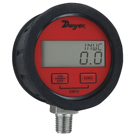 Dwyer Instruments Digital Vacuum Gauge, 3" Dial Size, Red DPGAB-00