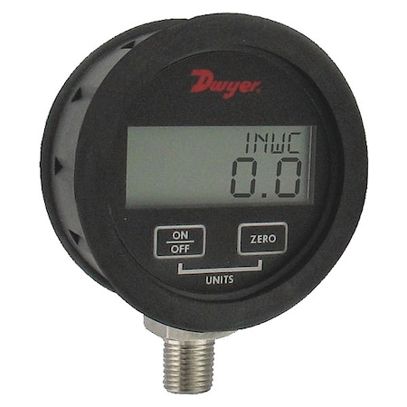 Dwyer Instruments Digital pressure gage w/ boot, range -15-0 psi with 4-digit display, +/-0.5% accuracy, battery powered. DPGWB-00