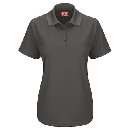 Red Kap Women's Short Sleeve Polo, Polyester, Button Fronts, 0 Pocket(s), Gray, S SK97CH SS S