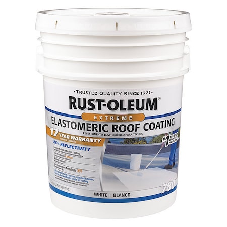 Rust-Oleum Elastomeric Roof Coating, 4.75 gal., White, Dry Time: 2 to 24 hr 301992