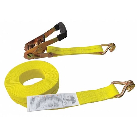 Zoro Select Tie Down Strap, Wire-Hook, Yellow 55ET77