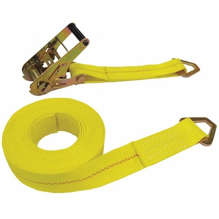 Zoro Select Tie Down Strap, D-Ring, Yellow 55ET66