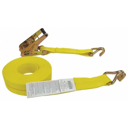Zoro Select Tie Down Strap, Wire-Hook, Yellow 55ET67