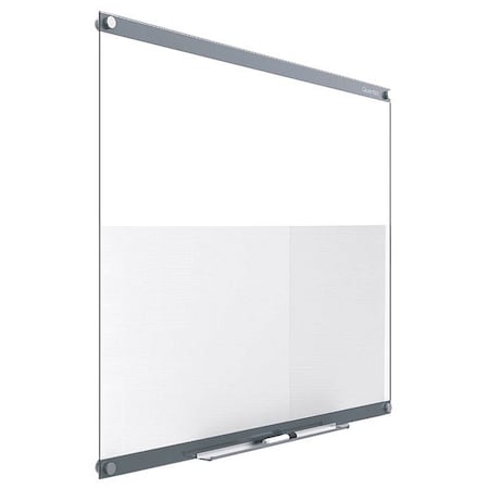 Quartet Dry Erase Board, Glass, 36 in, 48 in, No Frame Frame, White, Gloss GI4836