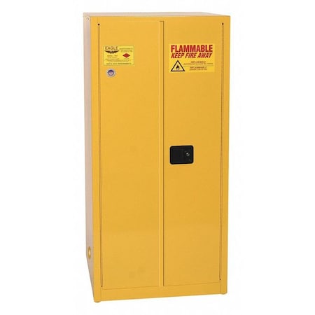 Eagle Mfg Hazardous Material Storage Cabinet, 60 gal, 2 Shelves, Steel, 34 in W x 65 in H x 34 in D, Yellow 6010X
