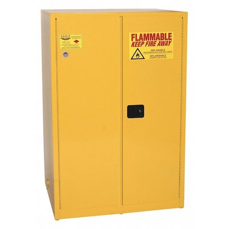 Eagle Mfg Hazardous Material Storage Cabinet, 90 gal, 2 Shelves, Steel, 43 in W x 65 in H x 34 in D, Yellow 1992X
